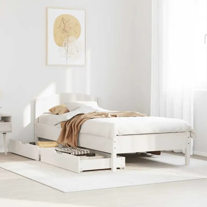 Bedframe van massief grenenhout voor een stabiele slaapkamer basis - Wit / 75 x 190 cm - Bedden & bedframes
