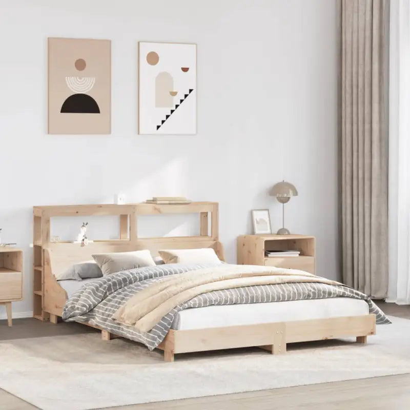 Bedframe van massief grenenhout voor een stabiele slaapkamer basis - Naturel / 120 x 200 cm - Bedden & bedframes