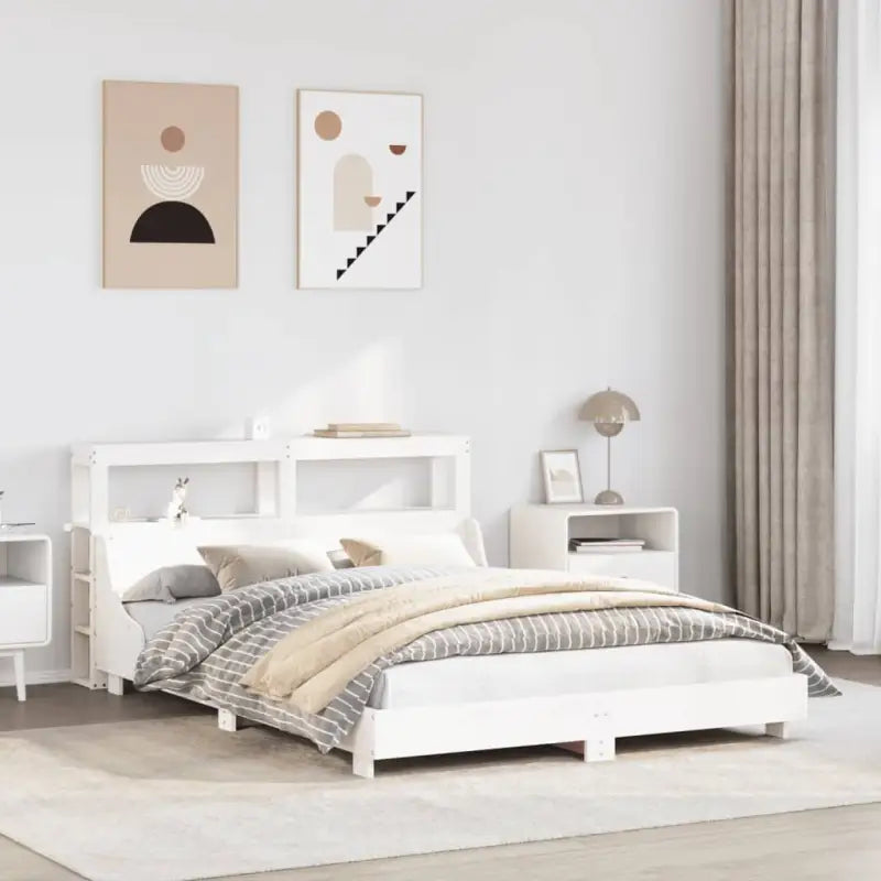 Bedframe van massief grenenhout voor een stabiele slaapkamer basis - Wit / 140 x 200 cm - Bedden & bedframes