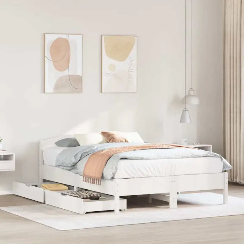 Bedframe van massief grenenhout voor een stabiele slaapkamer basis - Wit / 160 x 200 cm - Bedden & bedframes