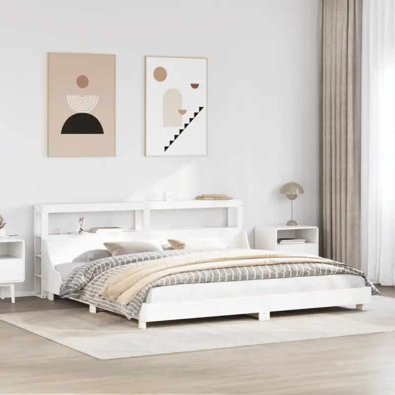 Bedframe van massief grenenhout voor een stabiele slaapkamer basis - Wit / 200 x 200 cm - Bedden & bedframes