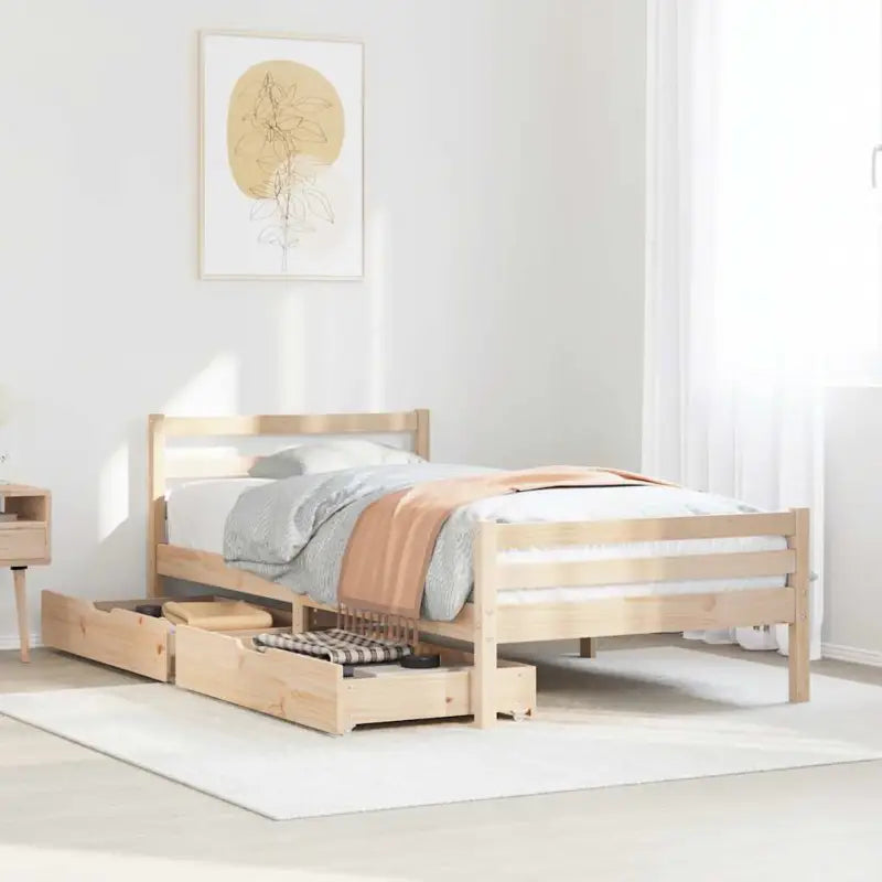 Bedframe van massief grenenhout voor een stabiele slaapplek - Naturel / 100 x 200 cm - Bedden & bedframes
