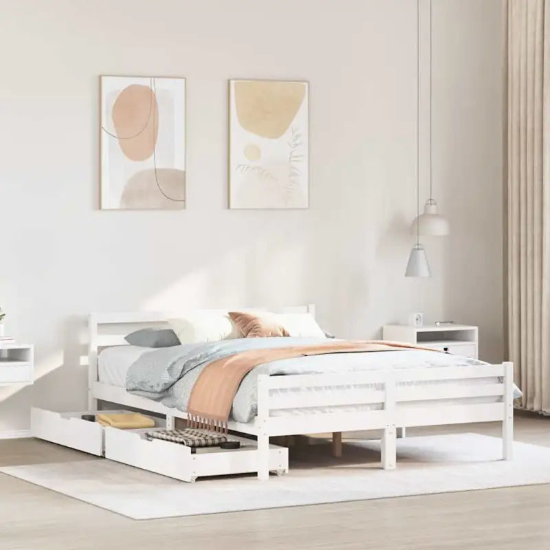 Bedframe van massief grenenhout voor een stabiele slaapplek - Wit / 140 x 200 cm - Bedden & bedframes