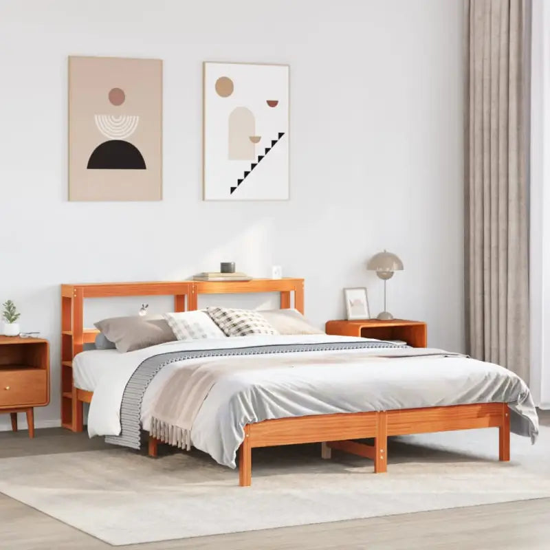 Bedframe van massief grenenhout voor een sterke en duurzame slaapplaats - Wasbruin / 140 x 190 cm - Bedden & bedframes