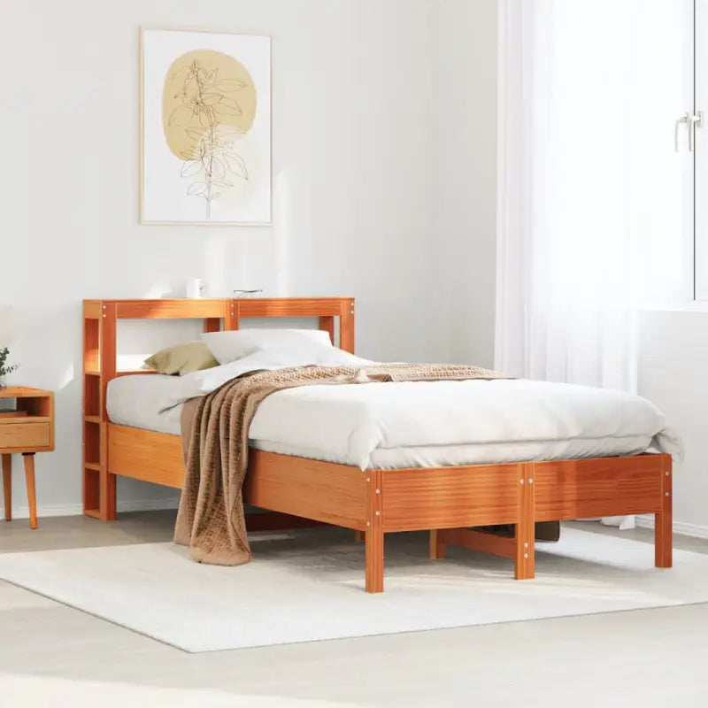 Bedframe van massief grenenhout voor een sterke en duurzame slaapplaats - Wasbruin / 75 x 190 cm - Bedden & bedframes