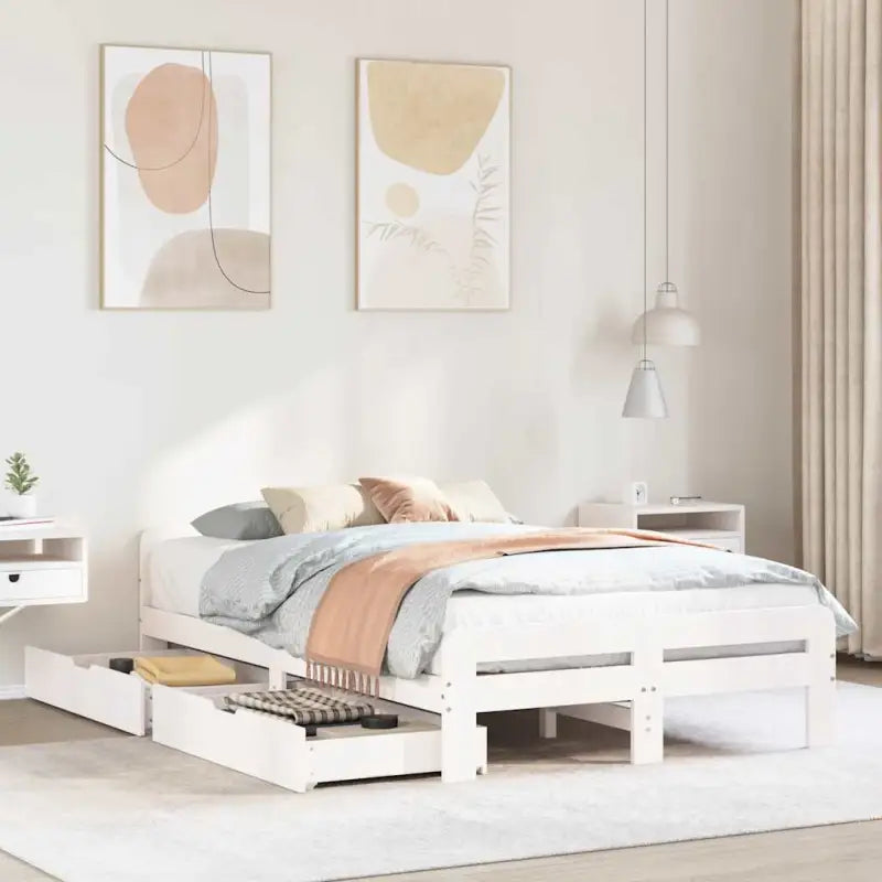 Bedframe van massief grenenhout voor een stevige en duurzame slaapruimte - Wit / 120 x 200 cm - Bedden & bedframes