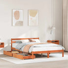 Bedframe van massief grenenhout voor een stevige en duurzame slaapkamer - Wasbruin / 140 x 190 cm - Bedden & bedframes