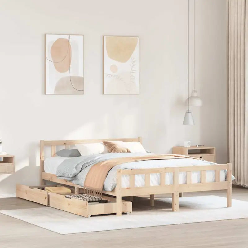 Bedframe van massief grenenhout voor een stevige en duurzame slaapplek - Naturel / 160 x 200 cm - Bedden & bedframes