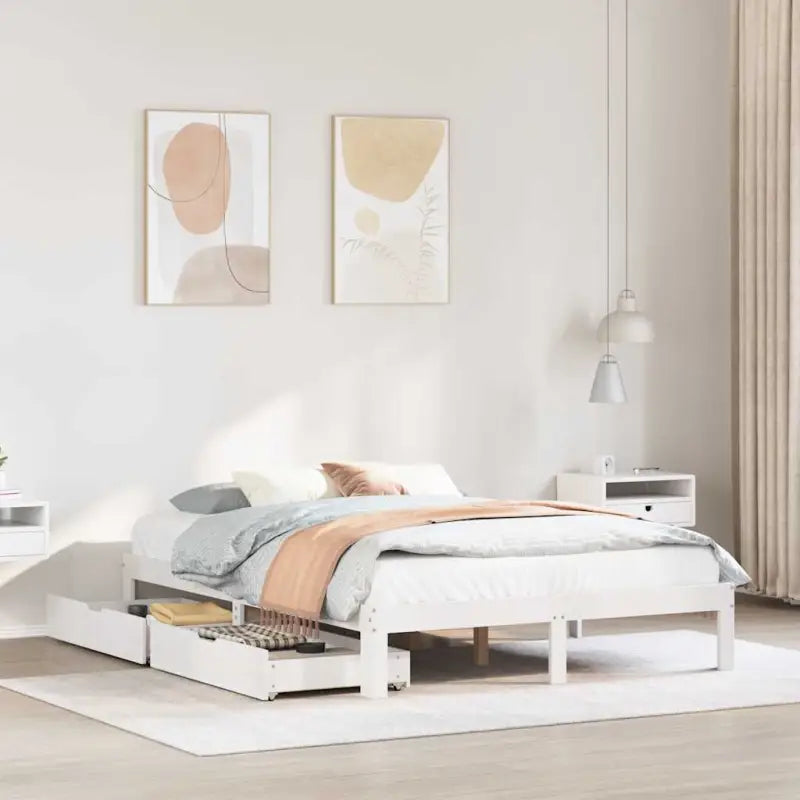 Bedframe van massief grenenhout voor een stevige en duurzame slaapkamer - Wit / 140 x 190 cm - Bedden & bedframes