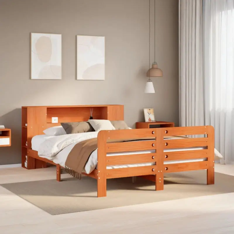 Bedframe van massief grenenhout voor een stevige en duurzame slaapplaats - Wasbruin / 120 x 200 cm - Bedden & bedframes