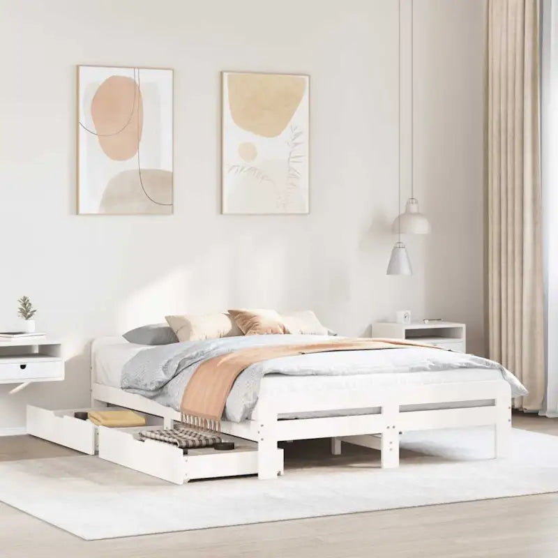 Bedframe van massief grenenhout voor een stevige en duurzame slaapruimte - Wit / 160 x 200 cm - Bedden & bedframes