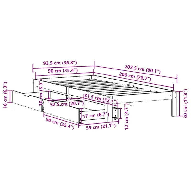 Bedframe van massief grenenhout voor een stevige en duurzame slaapkamer - Bedden & bedframes