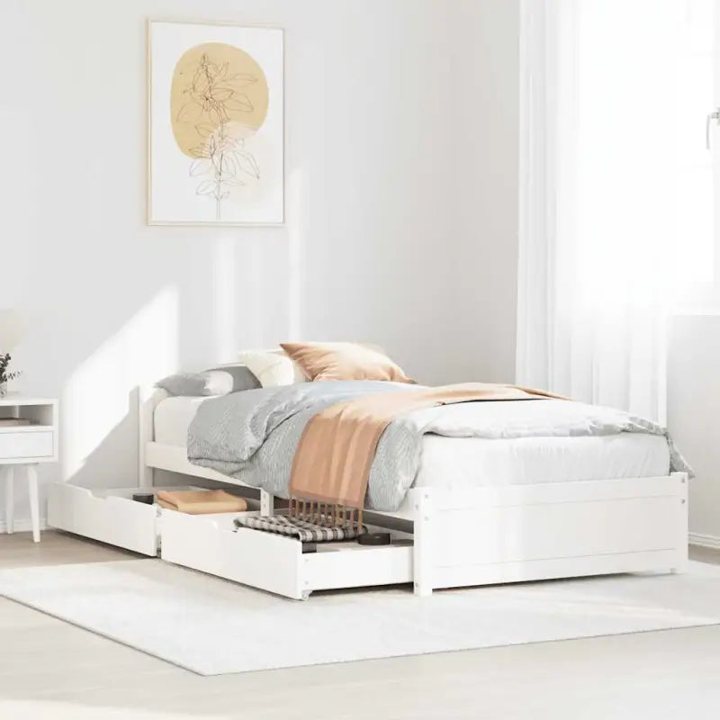 Bedframe van massief grenenhout voor een stevige en duurzame slaapruimte - Wit / 75 x 190 cm - Bedden & bedframes