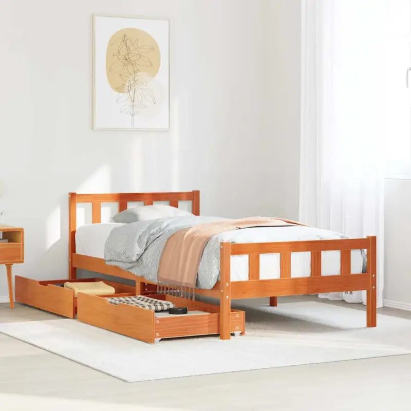 Bedframe van massief grenenhout voor een stevige en duurzame slaapplek - Wasbruin / 90 x 190 cm - Bedden & bedframes