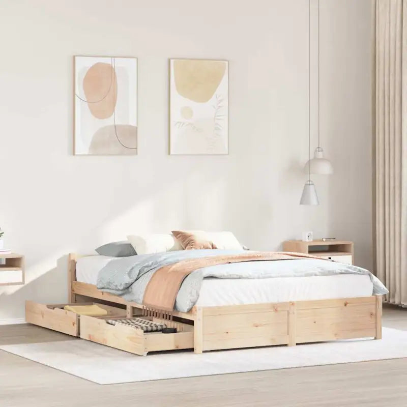 Bedframe van massief grenenhout voor een stevige en duurzame slaapruimte - Naturel / 150 x 200 cm - Bedden & bedframes