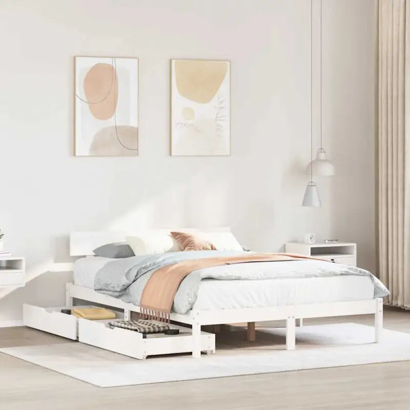 Bedframe van massief grenenhout voor stabiele en duurzame slaapkamer</assistant - Wit / 120 x 190 cm - Bedden &