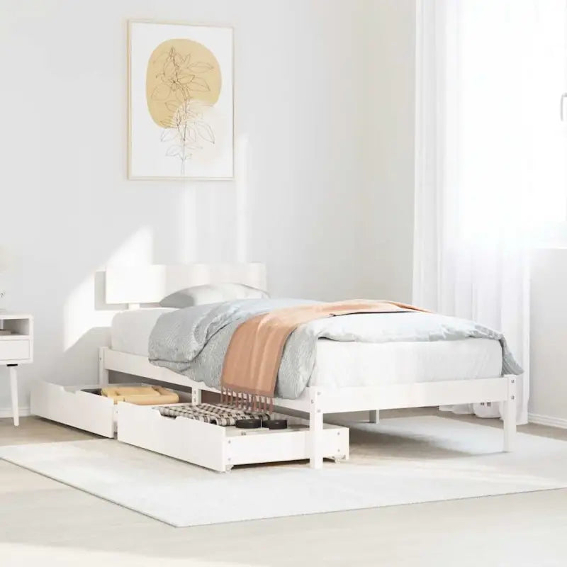 Bedframe van massief grenenhout voor stabiele en duurzame slaapkamer</assistant - Wit / 90 x 190 cm - Bedden & bedframes