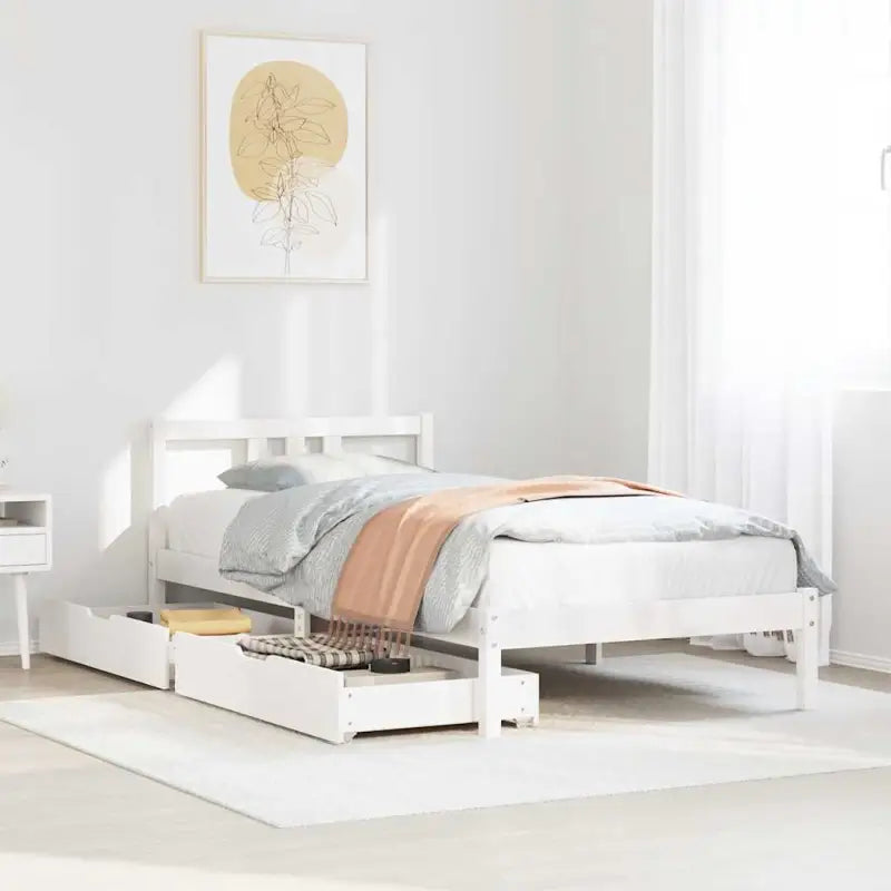 Bedframe van massief grenenhout voor stabiele en duurzame slaapgemoedsrust - Wit / 90 x 200 cm - Bedden & bedframes