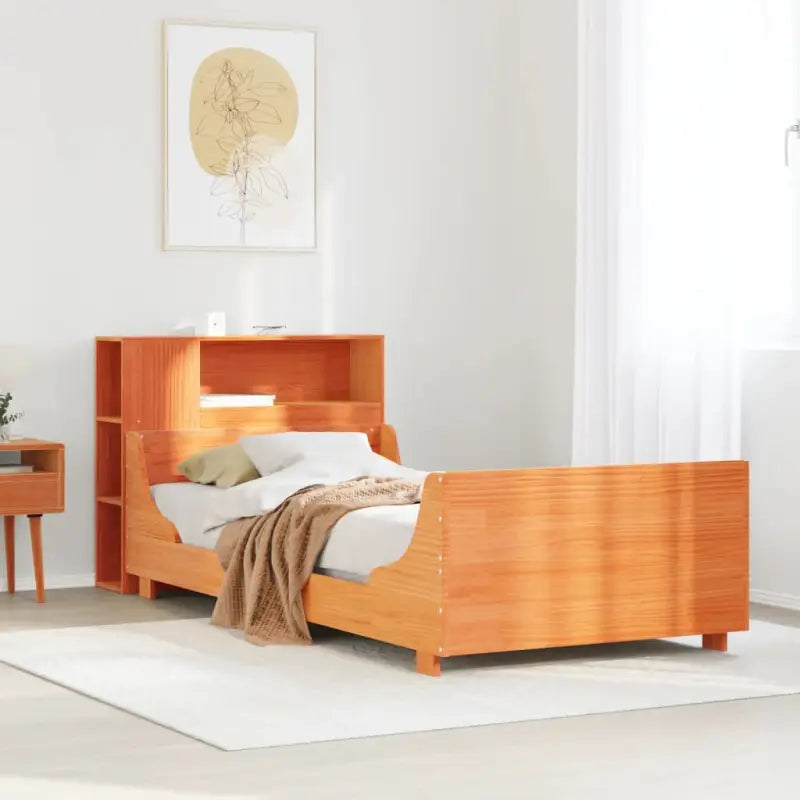 Bedframe van massief grenenhout voor stabiele en duurzame nachten - Wasbruin / 75 x 190 cm - Bedden & bedframes