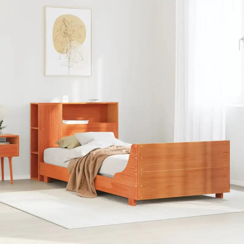 Bedframe van massief grenenhout voor stabiele en duurzame slaapruimte - Wasbruin / 90 x 200 cm - Bedden & bedframes
