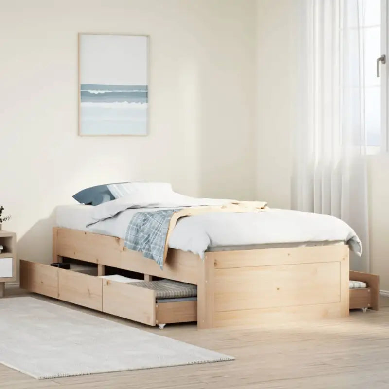 Bedframe van massief grenenhout voor stevige en duurzame slaapcomfort - Naturel / 100 x 200 cm - Bedden & bedframes