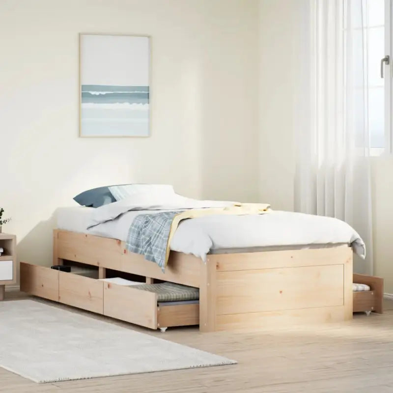 Bedframe van massief grenenhout voor stevige en duurzame slaapcomfort - Naturel / 75 x 190 cm - Bedden & bedframes