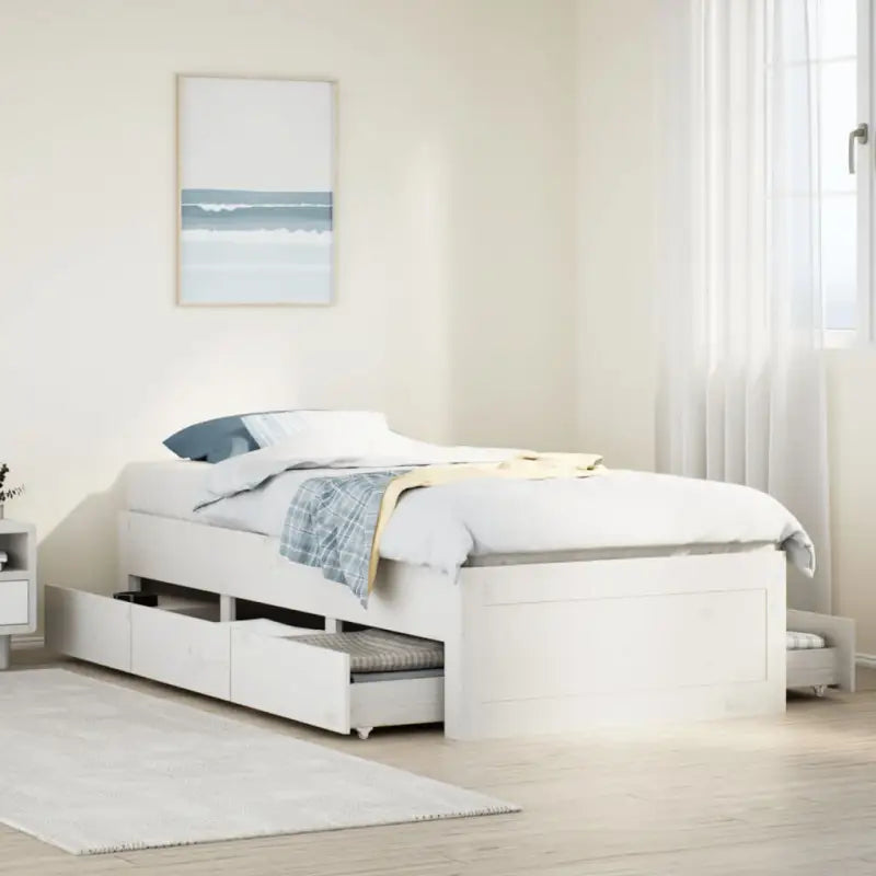 Bedframe van massief grenenhout voor stevige en duurzame slaapcomfort - Wit / 90 x 190 cm - Bedden & bedframes