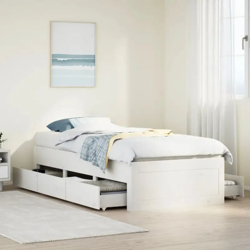 Bedframe van massief grenenhout voor stevige en duurzame slaapcomfort - Wit / 90 x 200 cm - Bedden & bedframes