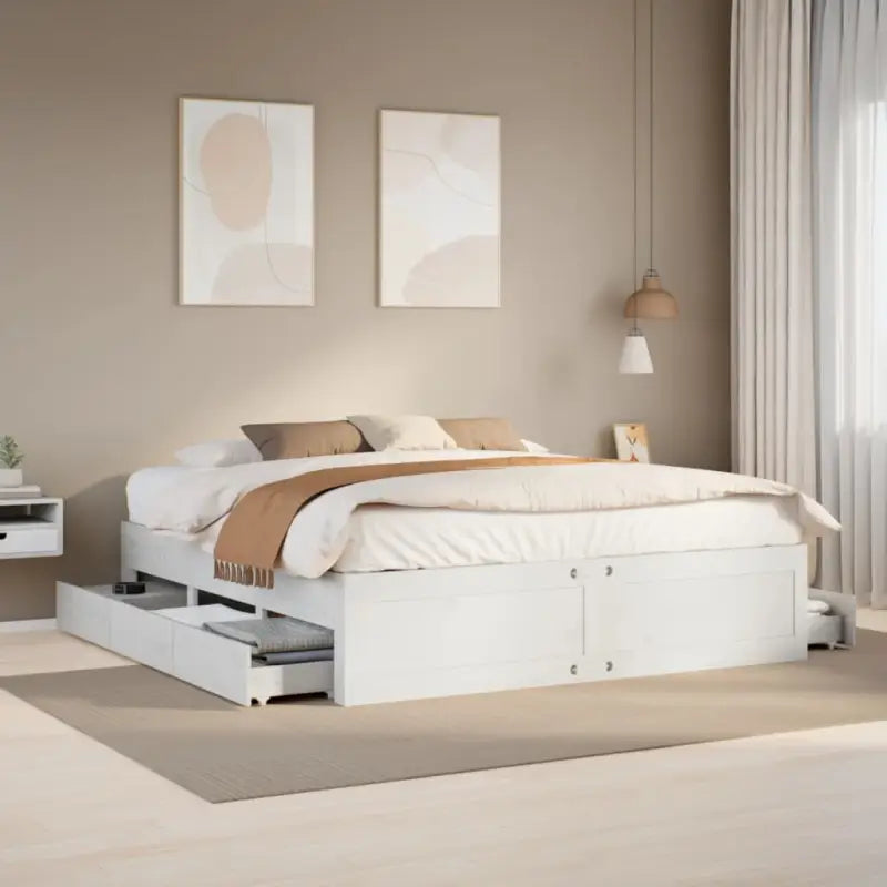 Bedframe van massief grenenhout voor stevige en duurzame slaapcomfort - Wit / 180 x 200 cm - Bedden & bedframes