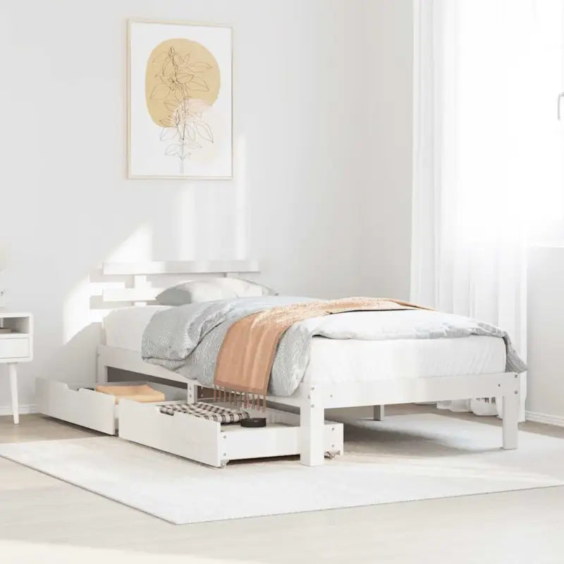 Bedframe van massief grenenhout voor stevige en duurzame slaapplaats - Wit / 100 x 200 cm - Bedden & bedframes