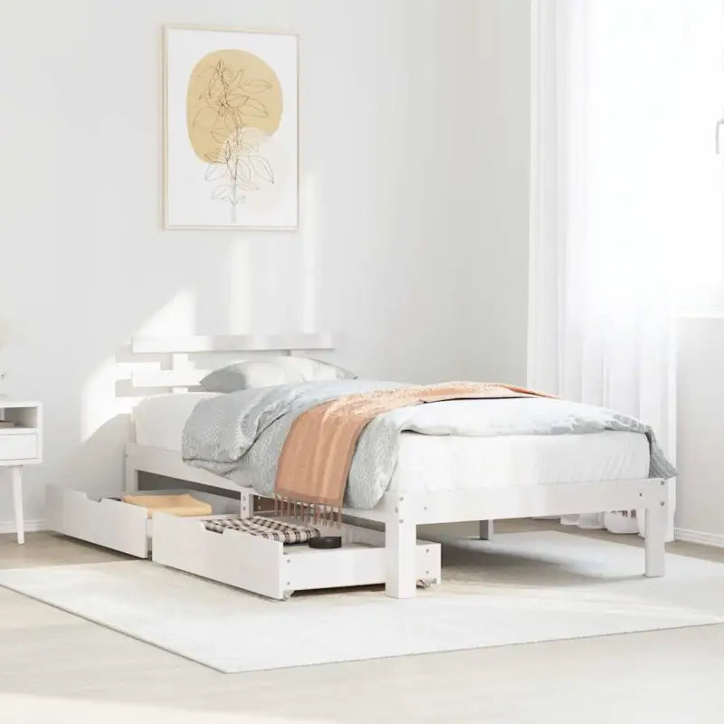 Bedframe van massief grenenhout voor stevige en duurzame slaapplaats - Wit / 75 x 190 cm - Bedden & bedframes