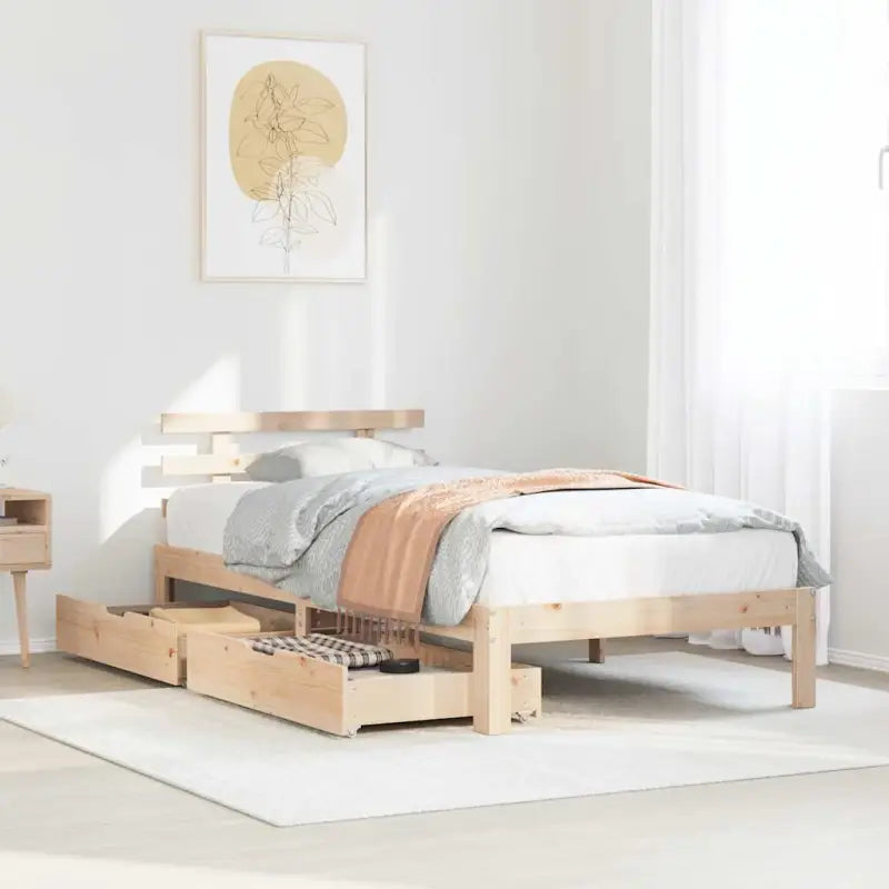 Bedframe van massief grenenhout voor stevige en duurzame slaapplaats - Naturel / 90 x 200 cm - Bedden & bedframes
