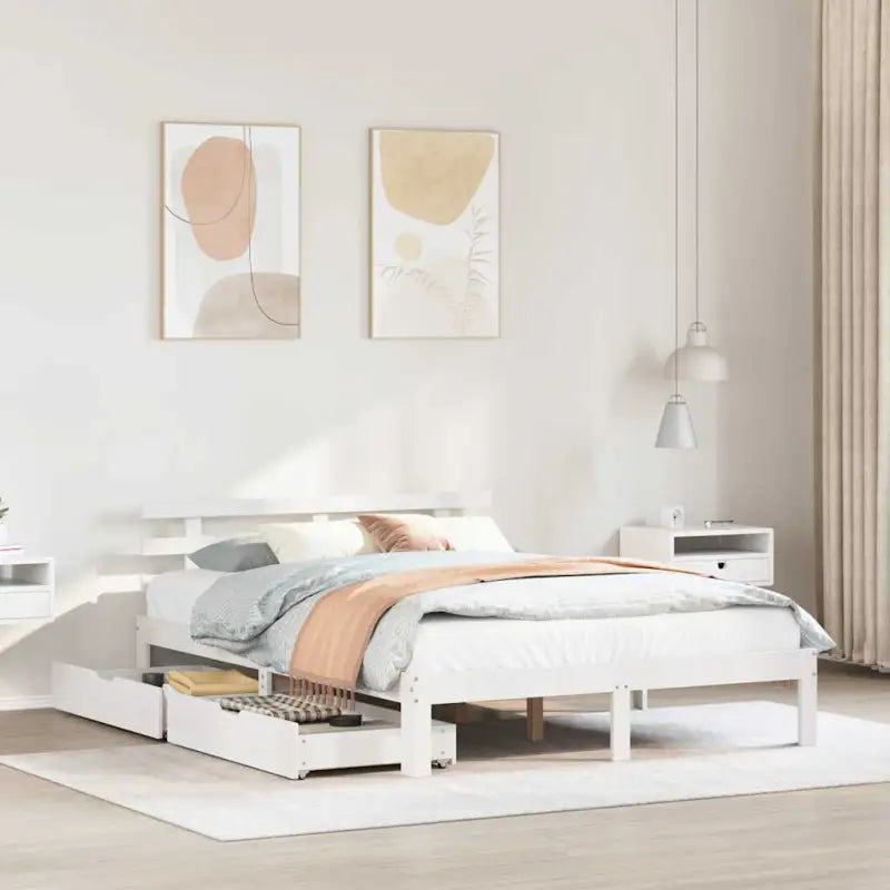 Bedframe van massief grenenhout voor stevige en duurzame slaapplaats - Wit / 140 x 200 cm - Bedden & bedframes