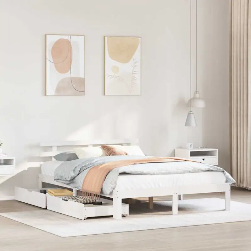 Bedframe van massief grenenhout voor stevige en duurzame slaapplaats - Wit / 150 x 200 cm - Bedden & bedframes