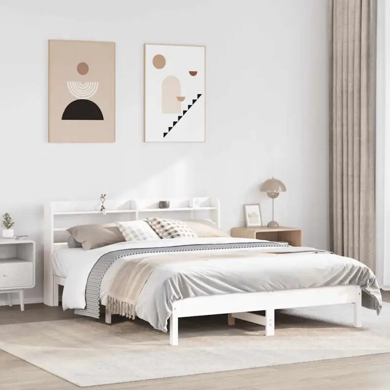 Bedframe van massief grenenhout voor stevige en duurzame slaapruimte - Wit / 140 x 200 cm - Bedden & bedframes