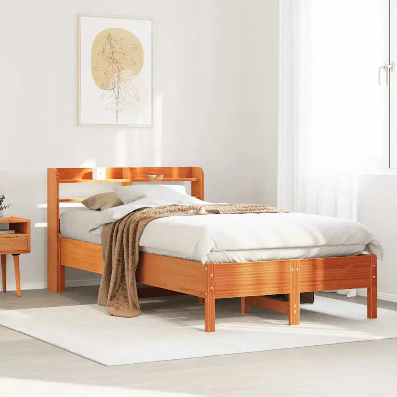 Bedframe van massief grenenhout voor stevige en duurzame slaapruimte - Wasbruin / 100 x 200 cm - Bedden & bedframes