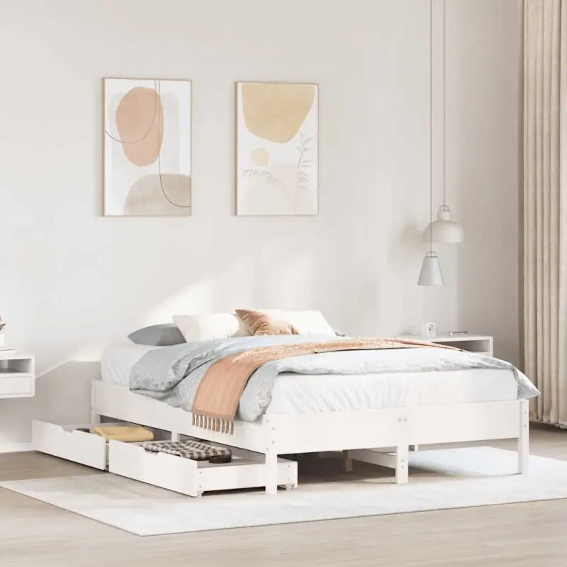 Bedframe van massief grenenhout voor stevige en duurzame slaaprust - Wit / 160 x 200 cm - Bedden & bedframes