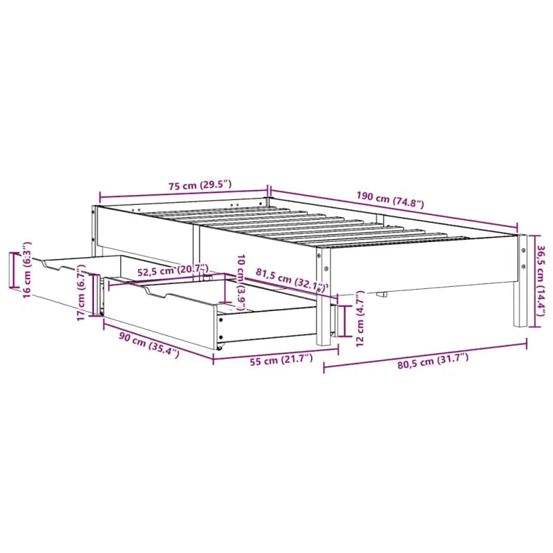 Bedframe van massief grenenhout voor stevige en duurzame slaaprust - Bedden & bedframes