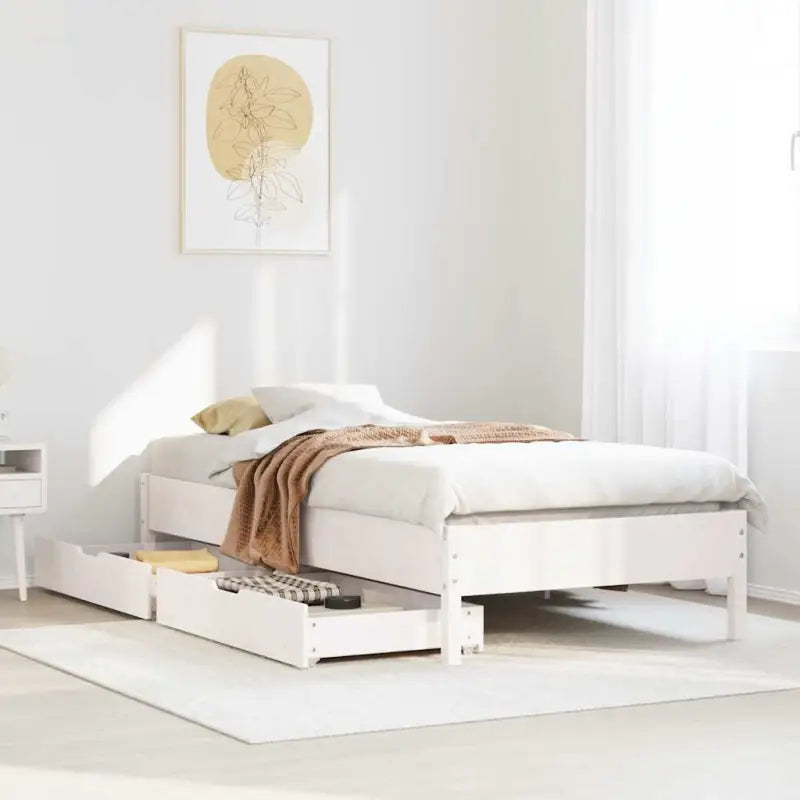 Bedframe van massief grenenhout voor stevige en duurzame slaaprust - Wit / 100 x 200 cm - Bedden & bedframes
