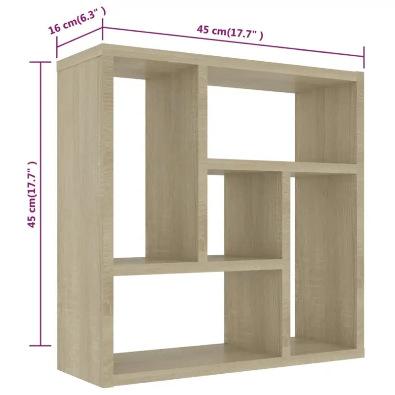 Beeldhouwd bewerkt hout wandplank met modern strak ontwerp - Sonoma eiken / 1 - Wandplanken