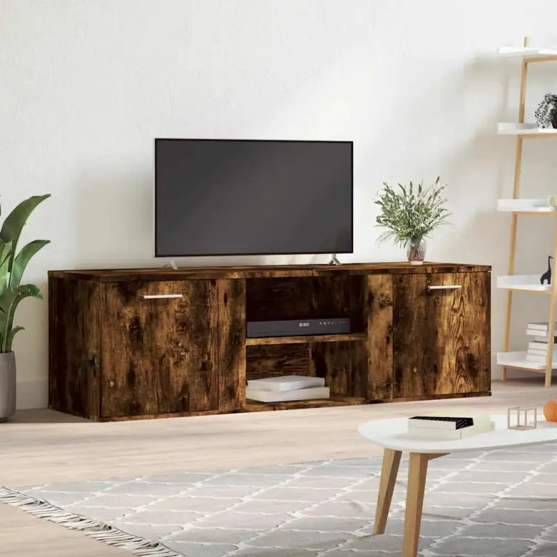 Beeldswaardig tv-meubel in bewerkt hout en grijs sonoma - Gerookt eiken / 1 - Tv-meubels