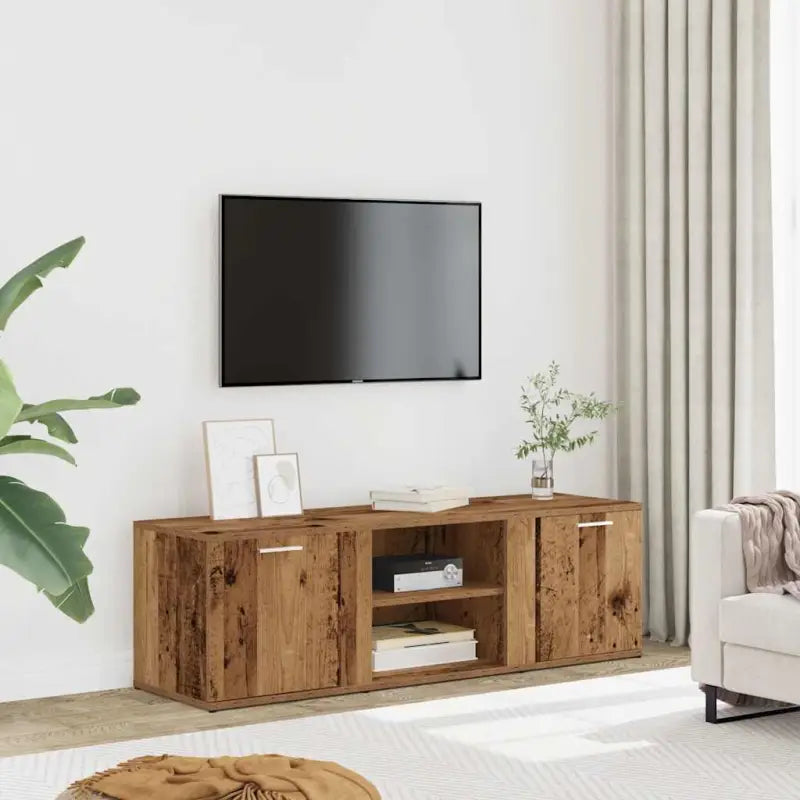 Beeldswaardig tv-meubel in bewerkt hout en grijs sonoma - Oud hout / 1 - Tv-meubels