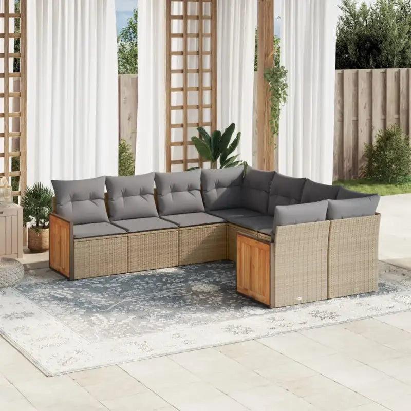 Beige loungeset met gepoedercoat staal en comfortabele afmetingen - beige en lichtgrijs - Tuinsets