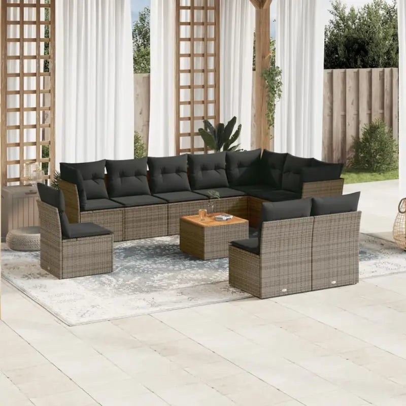 Beige loungeset met gepoedercoat staal en waterdichte tas voor buiten - grijs en donkergrijs - Tuinsets