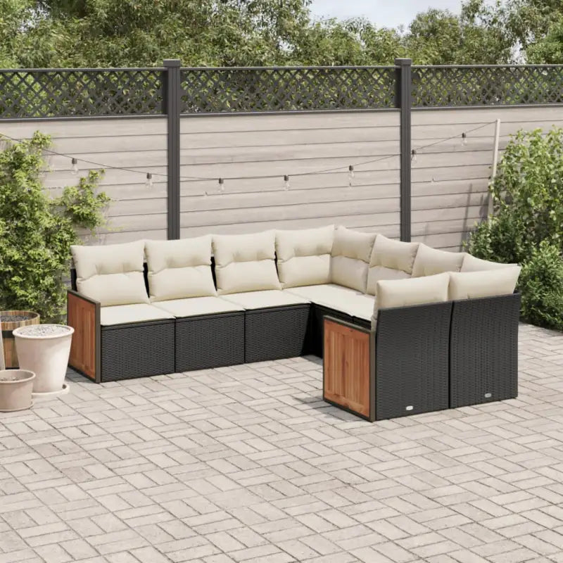 Beige Loungeset met gepoedercoat staal en waterdichte tas voor buiten - Zwart en crème - Tuinsets