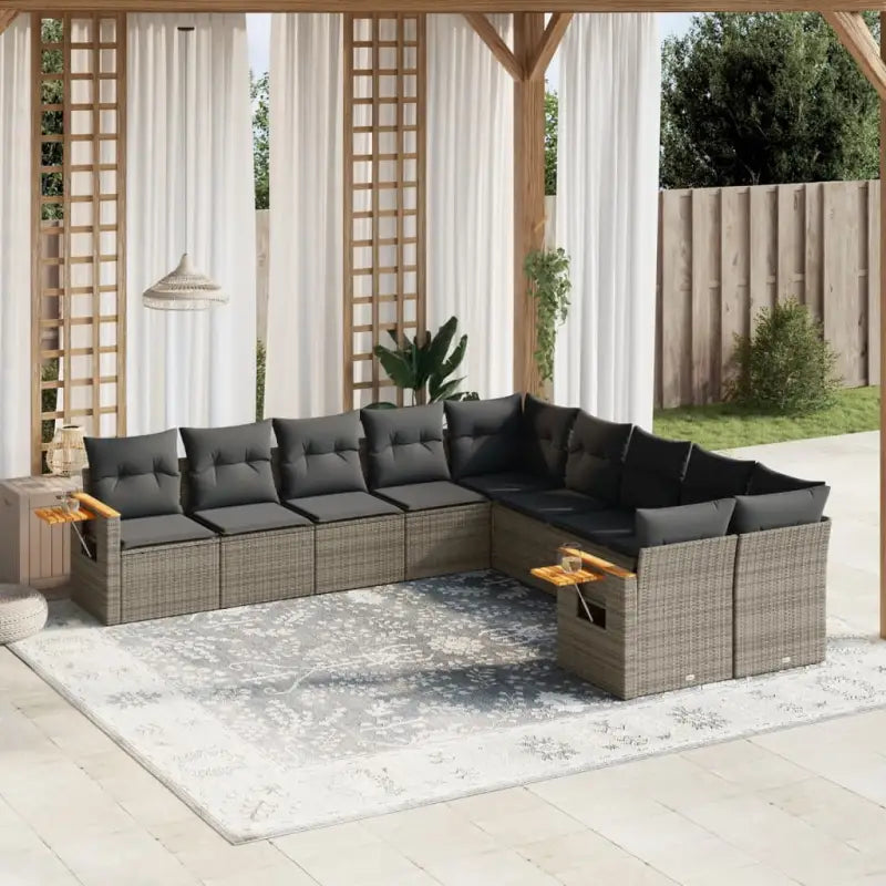 Beige loungeset met gepoedercoat staal en waterdichte tas voor buiten - Grijs / Zonder tafel - Tuinsets