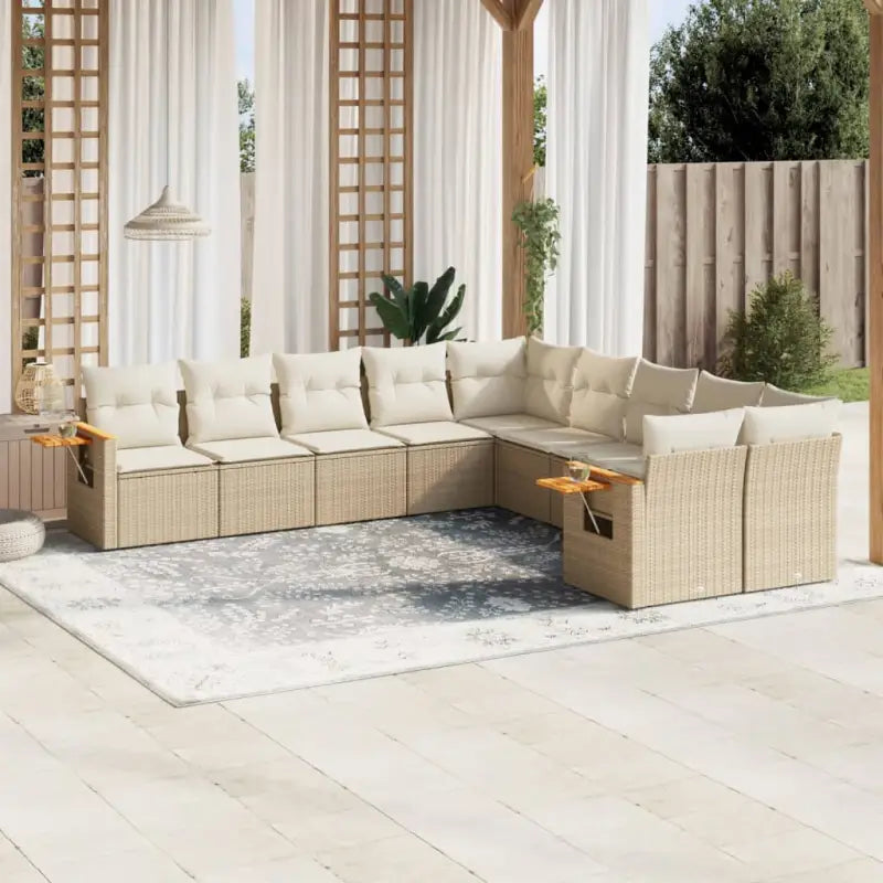 Beige loungeset met gepoedercoat staal en waterdichte tas voor buiten - beige en crèmekleurig / Zonder tafel - Tuinsets