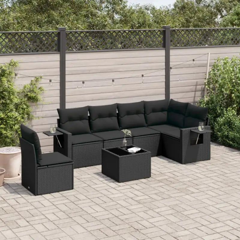 Beige loungeset met gepoedercoat staal en waterdichte tas voor tuin of terras - Zwart / Met tafel - Tuinsets