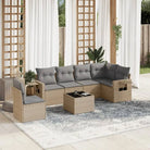 Beige loungeset met gepoedercoat staal en waterdichte tas voor tuin of terras - Beige en grijs / Met tafel - Tuinsets