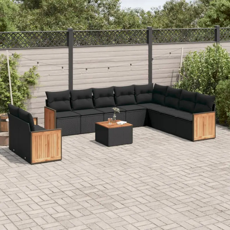 Beige loungeset met gepoedercoat staal en waterdichte zak voor buiten - Zwart / Met tafel - Tuinsets